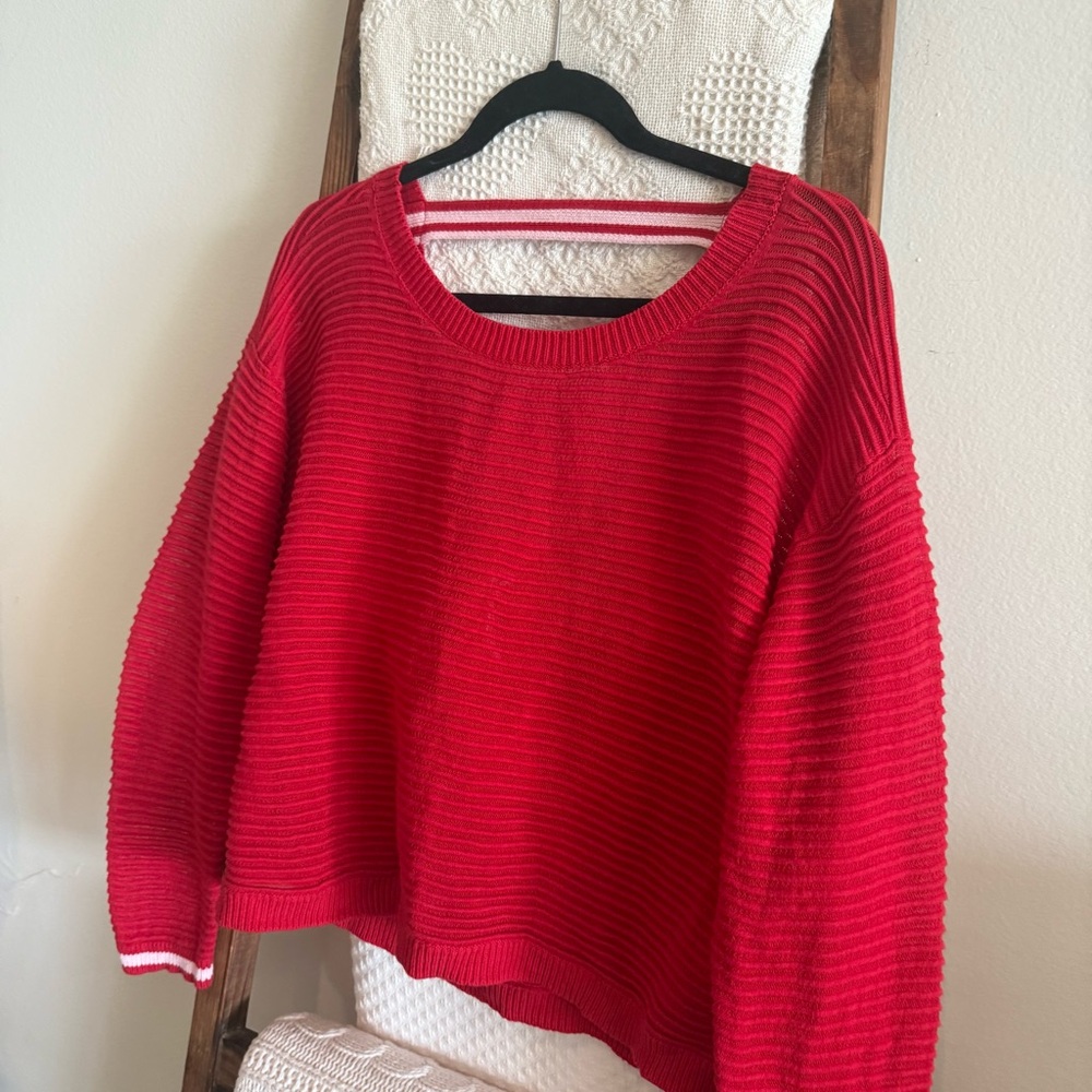 Daily Practice from Anthropologie Red Racing Strips Long Sleeve Knit Sweater - Picture 4 of 6